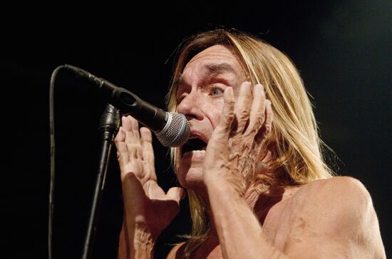 American singer Iggy Pop and his band The Stooges perform live