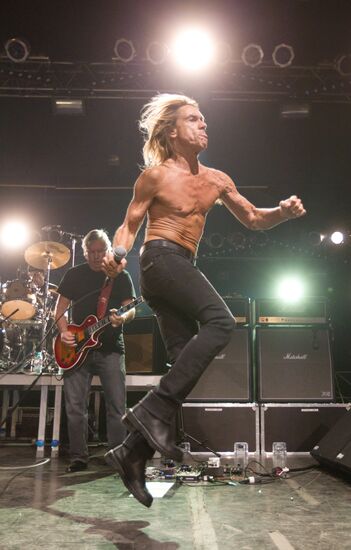 American singer Iggy Pop and his band The Stooges perform live