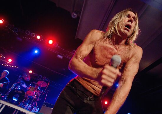 American singer Iggy Pop and his band The Stooges perform live