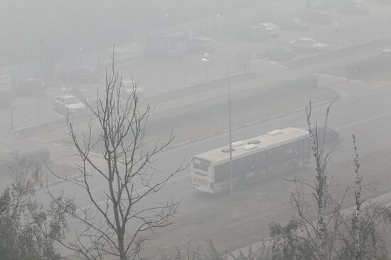Smoke from wildfires in Troitsk