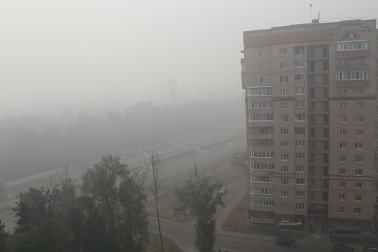 Smoke from wildfires in Troitsk