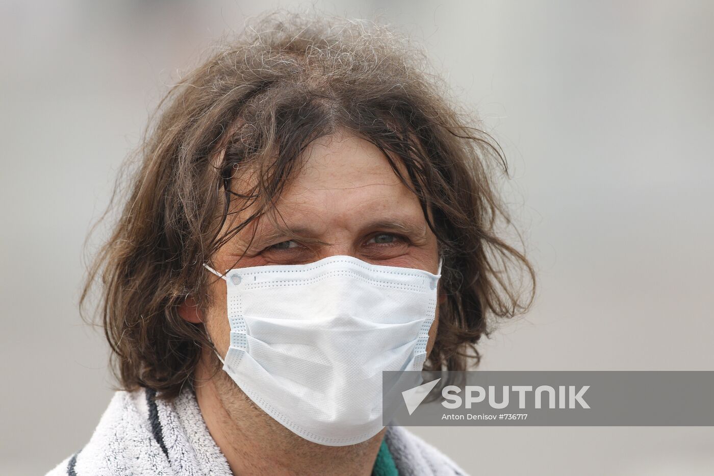A man in a gas mask