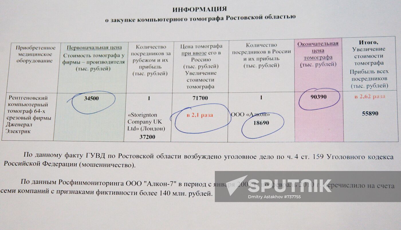 Document with information on purchase of computer tomograph