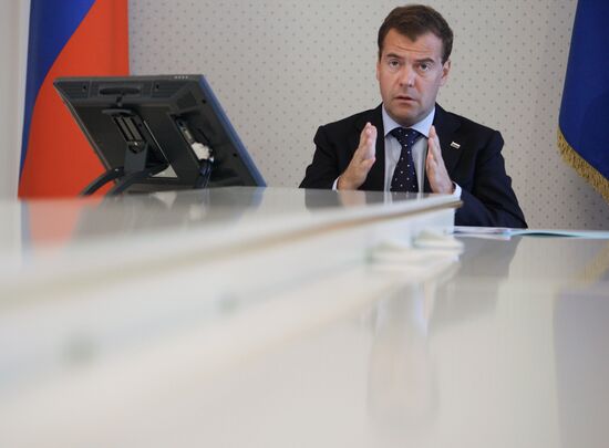 Dmitry Medvedev holds video conference with Alexander Karlin