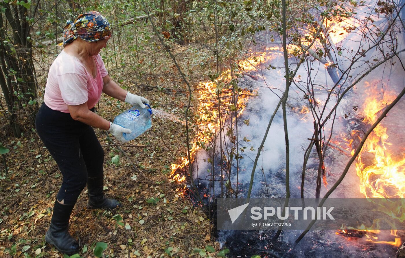 Fighting forest fire in Moscow Region