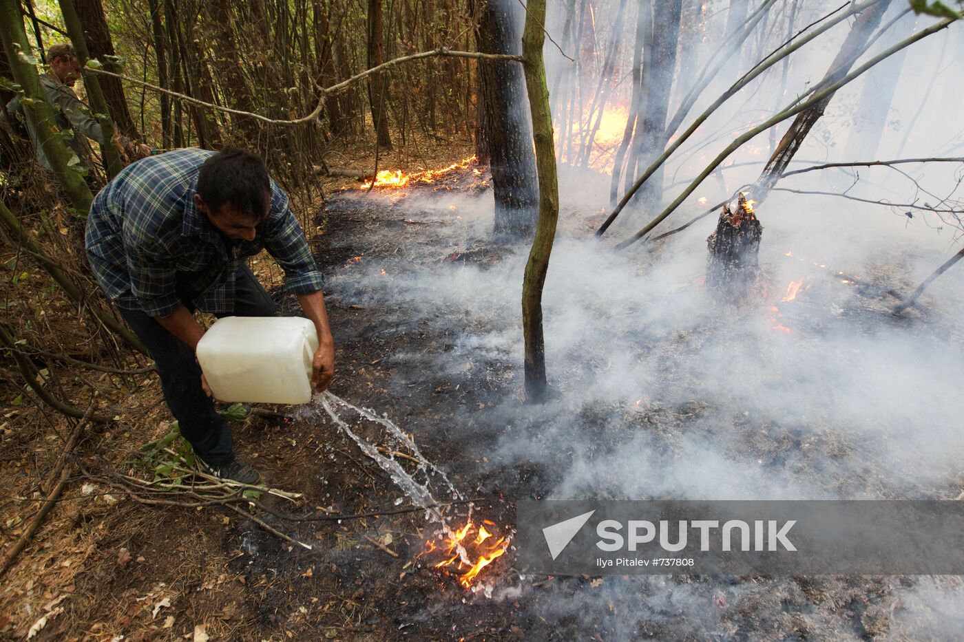 Fighting forest fire in Moscow Region