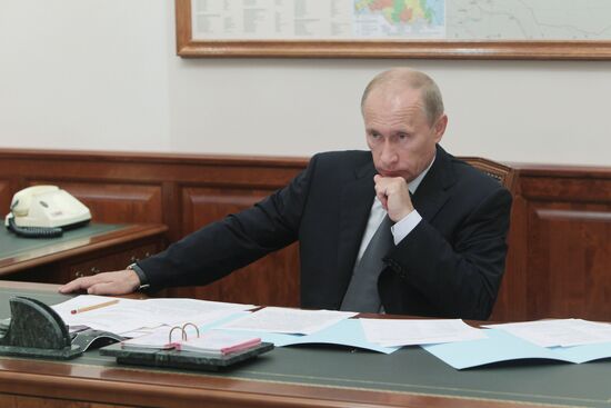 Vladimir Putin holds a video conference on Raspadskaya mine