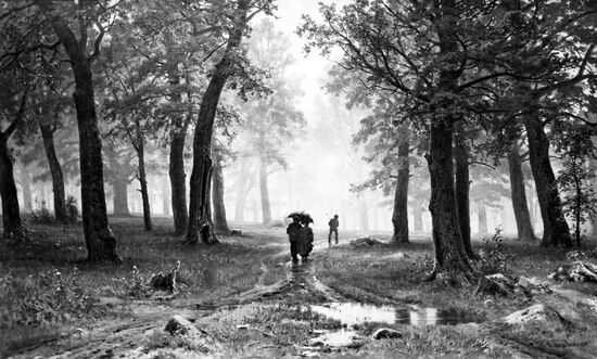 "Rain in Oak Forest" by Ivan Shishkin, reproduction