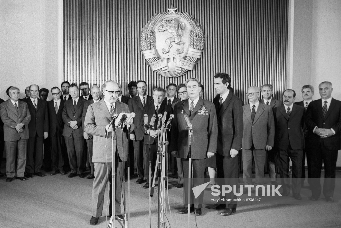Todor Zhivkov speaking at ceremony