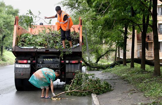 Aftermath of overnight showers in Vladivostok