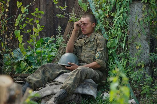 Soldier in village of Vasyutino