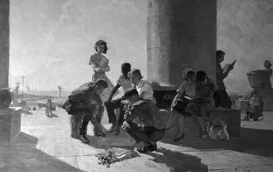 Reproduction of V. Scherbakov's painting Students