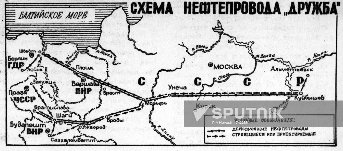 Map of the Druzhba pipeline