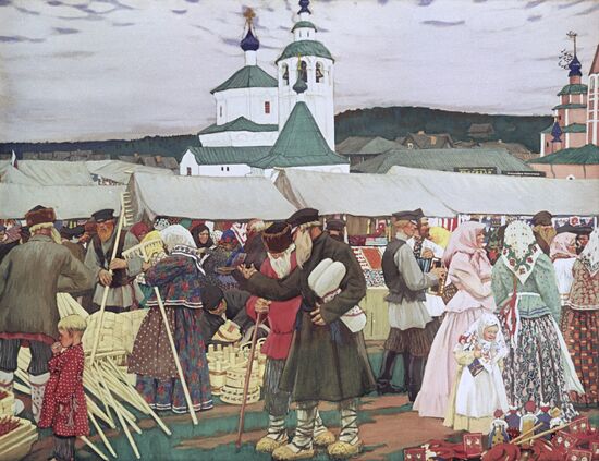 "Fair", by B. Kustodiyev. Reproduction