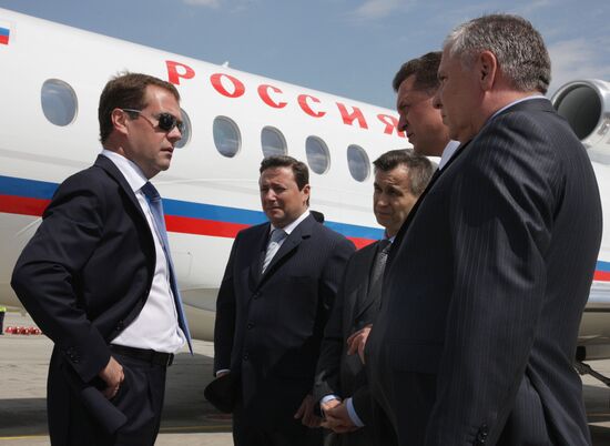 Russian President Dmitry Medvedev arrives in Pyatigorsk