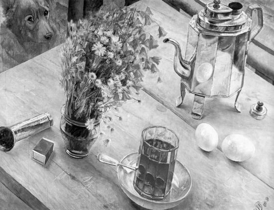 Reproduction of "Morning still life" by Kuzma Petrov-Vodkin