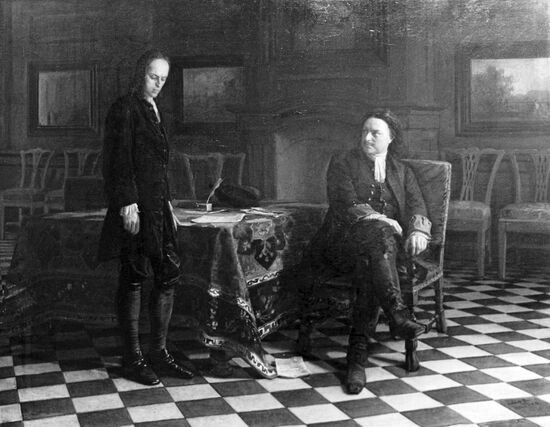 Picture Peter the I interrogating prince Alexei