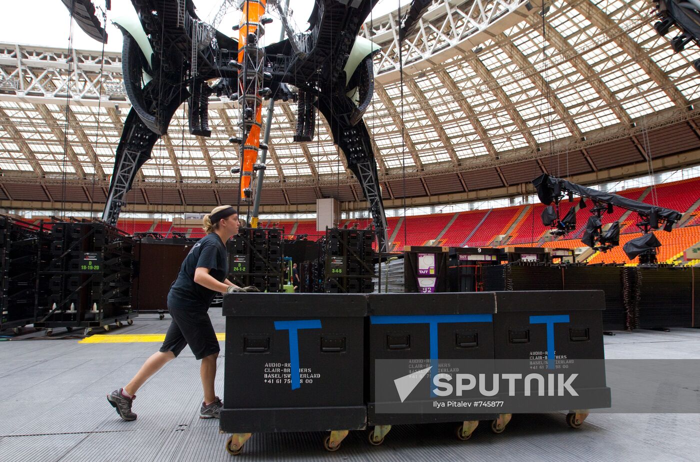 Installing scene for U2 concert