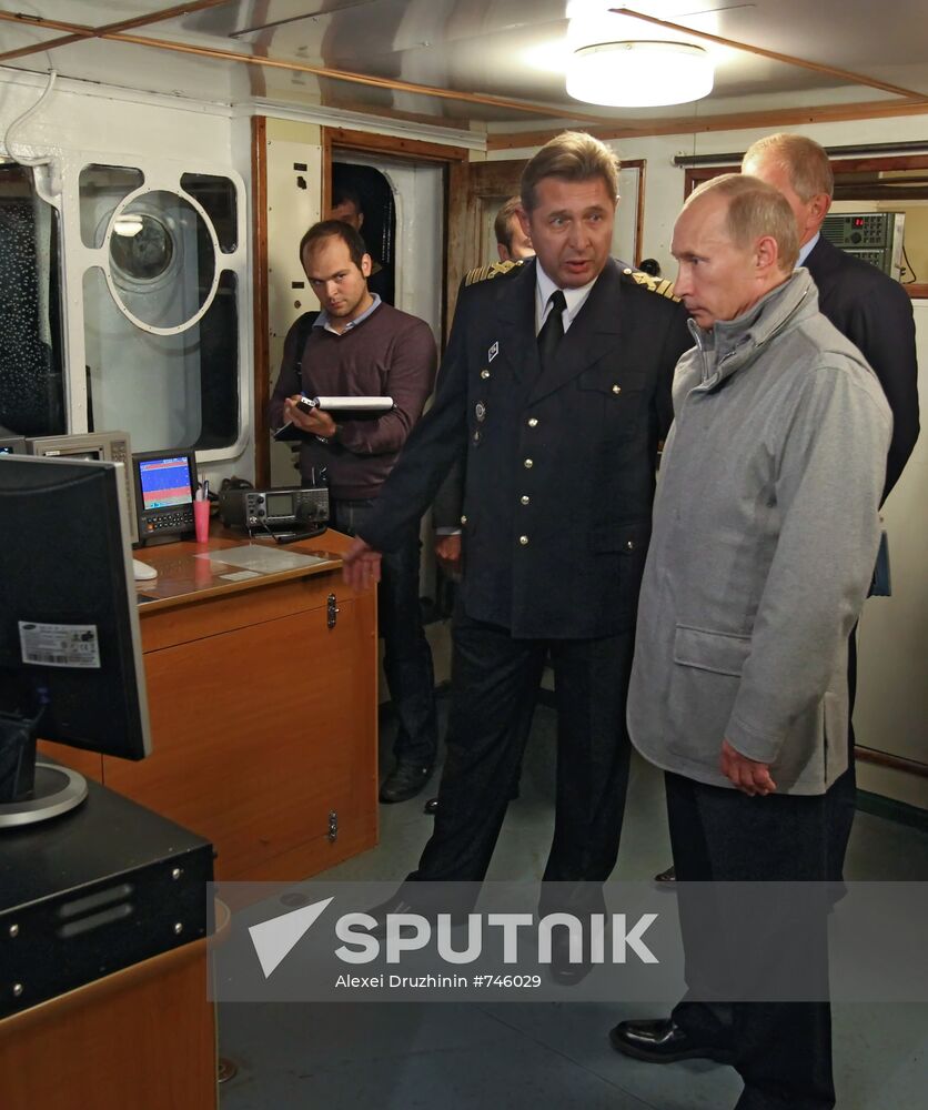 Vladimir Putin visiting Mikhail Stanitsyn large freezer trawler