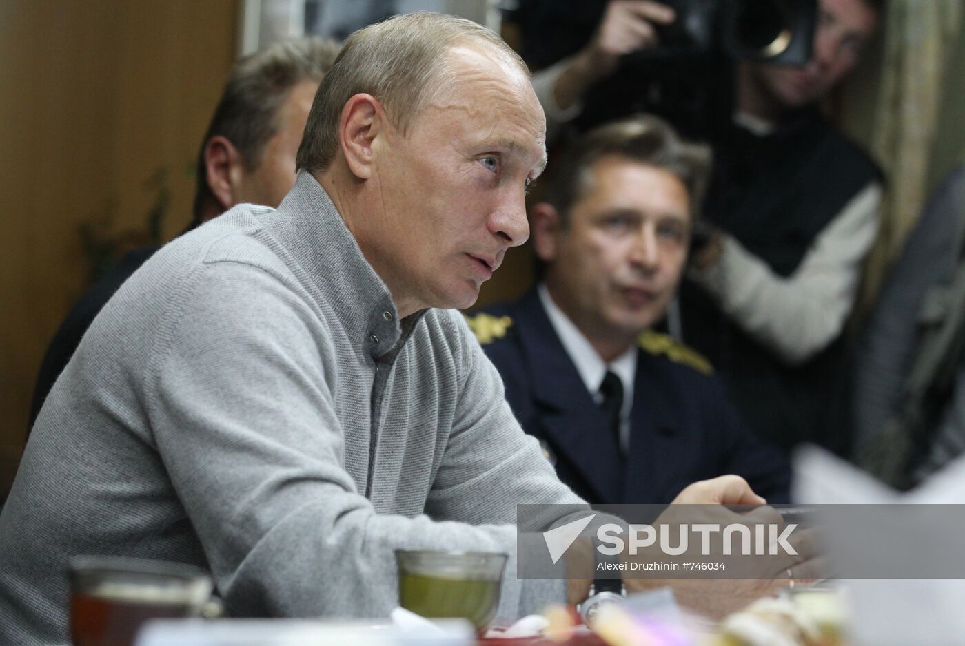 Vladimir Putin visiting Mikhail Stanitsyn large freezer trawler