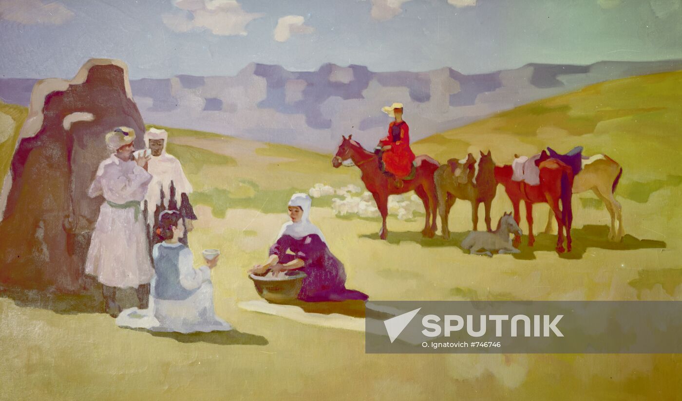 Painting "In the Mountains" by S. Mambaeva