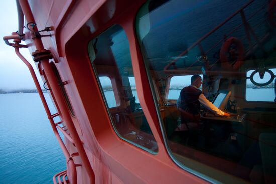 Deck cabin of NS 50 Let Pobedy (50 Years Since Victory)