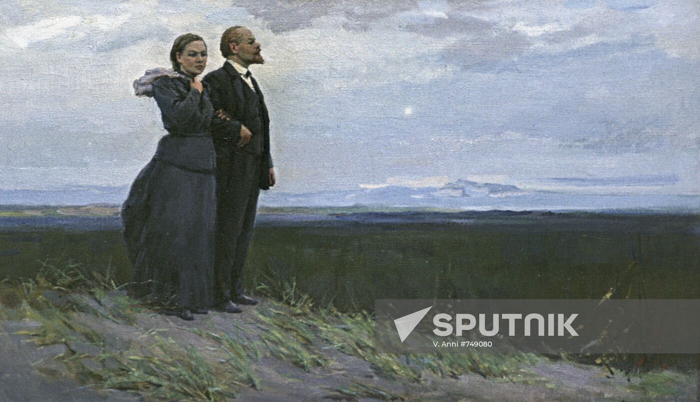 "V.Lenin and N.Krupskaya on Sandy Hill"