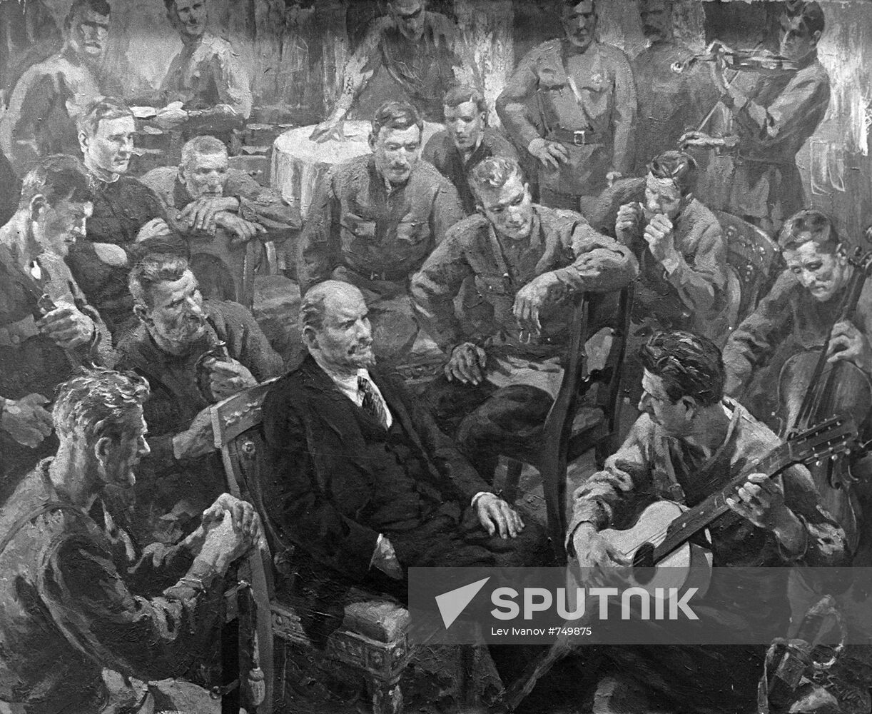 "V. Lenin with Latvian Infantrymen in Kremlin"