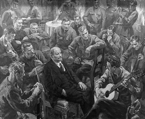 "V. Lenin with Latvian Infantrymen in Kremlin"