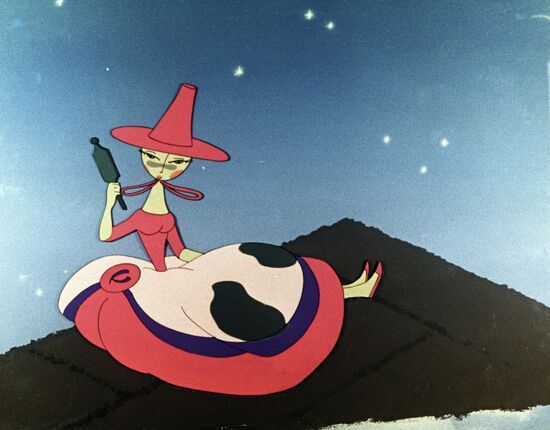 Photo from cartoon picture Shepherd girl and chimney-sweeper