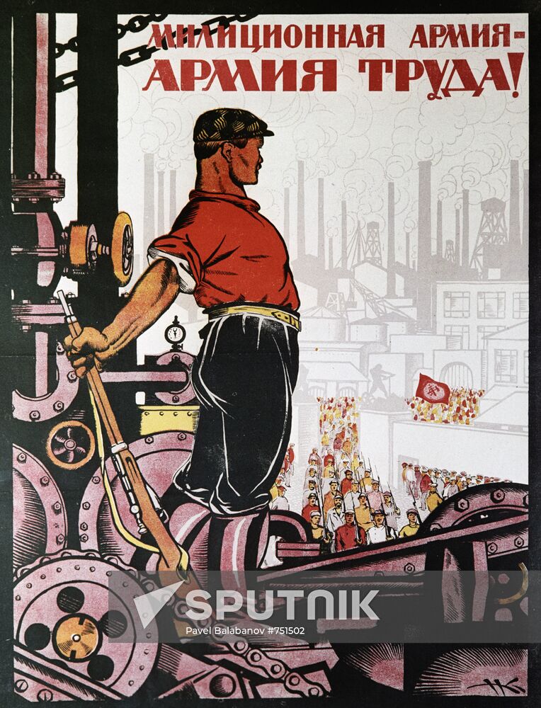 Agitprop poster "The army of workers is a million strong!"