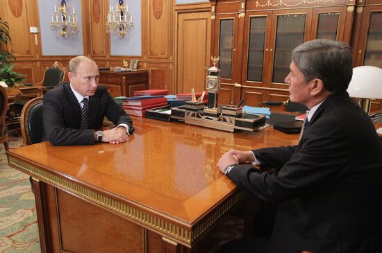 Prime Minister Vladimir Putin meets with Almazbek Atambayev