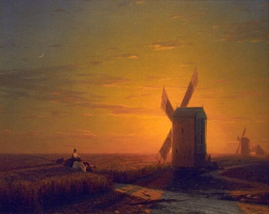 "Windmills in Ukrainian Heath" painting