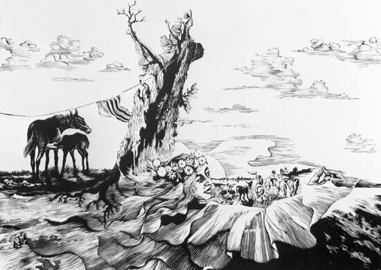 "Pastoral" engraving on plastic by Anatoly Mosiychuk