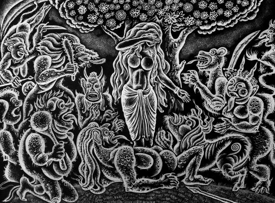 Illustration to Indian poem "Ramayana"