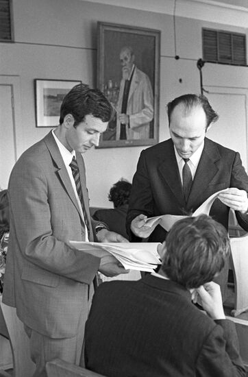 Staff scientists at Bach Institute of Biochemistry of USSR Academy of Sciences