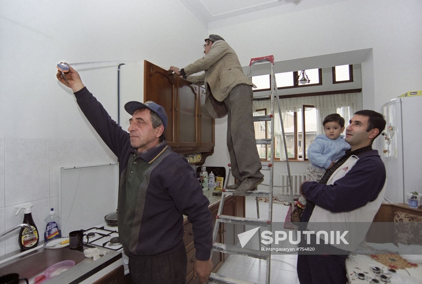 Repair work in an apartment after the earthquake