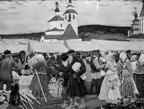 "At The Fair" by Boris Kustodiyev, reproduction