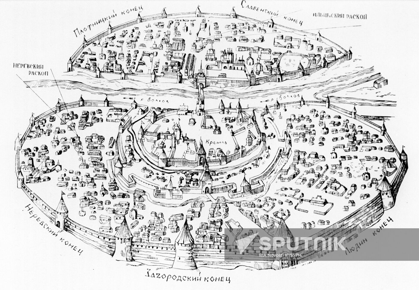 Map of medieval Novgorod