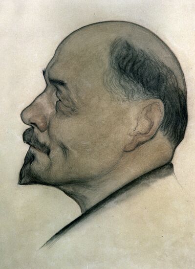 "V. I. Lenin". Drawing by Nikolai Andreyev. Reproduction