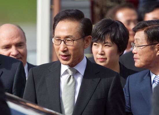 President of South Korea Lee Myung-bak arrives in Moscow