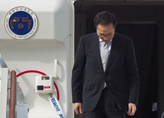 President of South Korea Lee Myung-bak arrives in Moscow