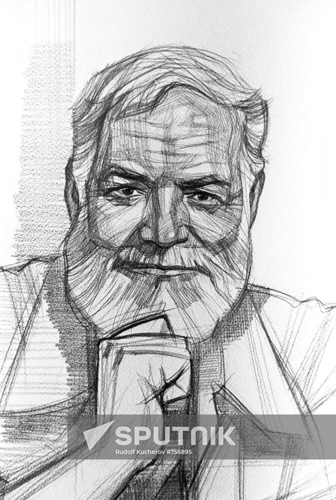 "Ernest Hemingway". Drawing