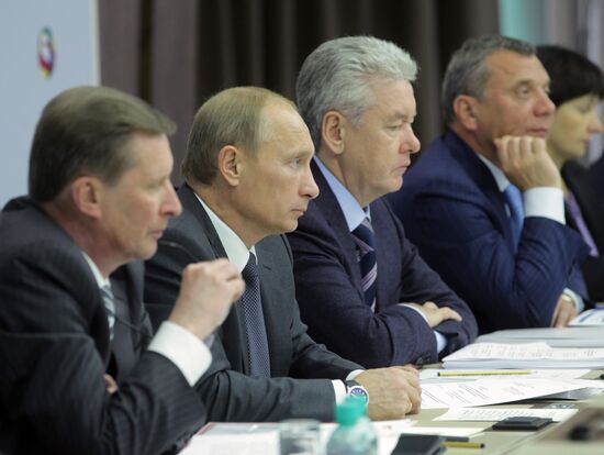 Vladimir Putin conducts meeting at Rosnano office