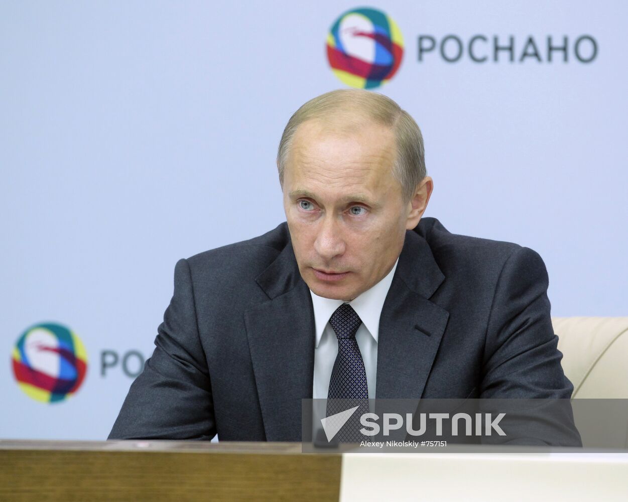 Vladimir Putin conducts meeting at Rosnano office