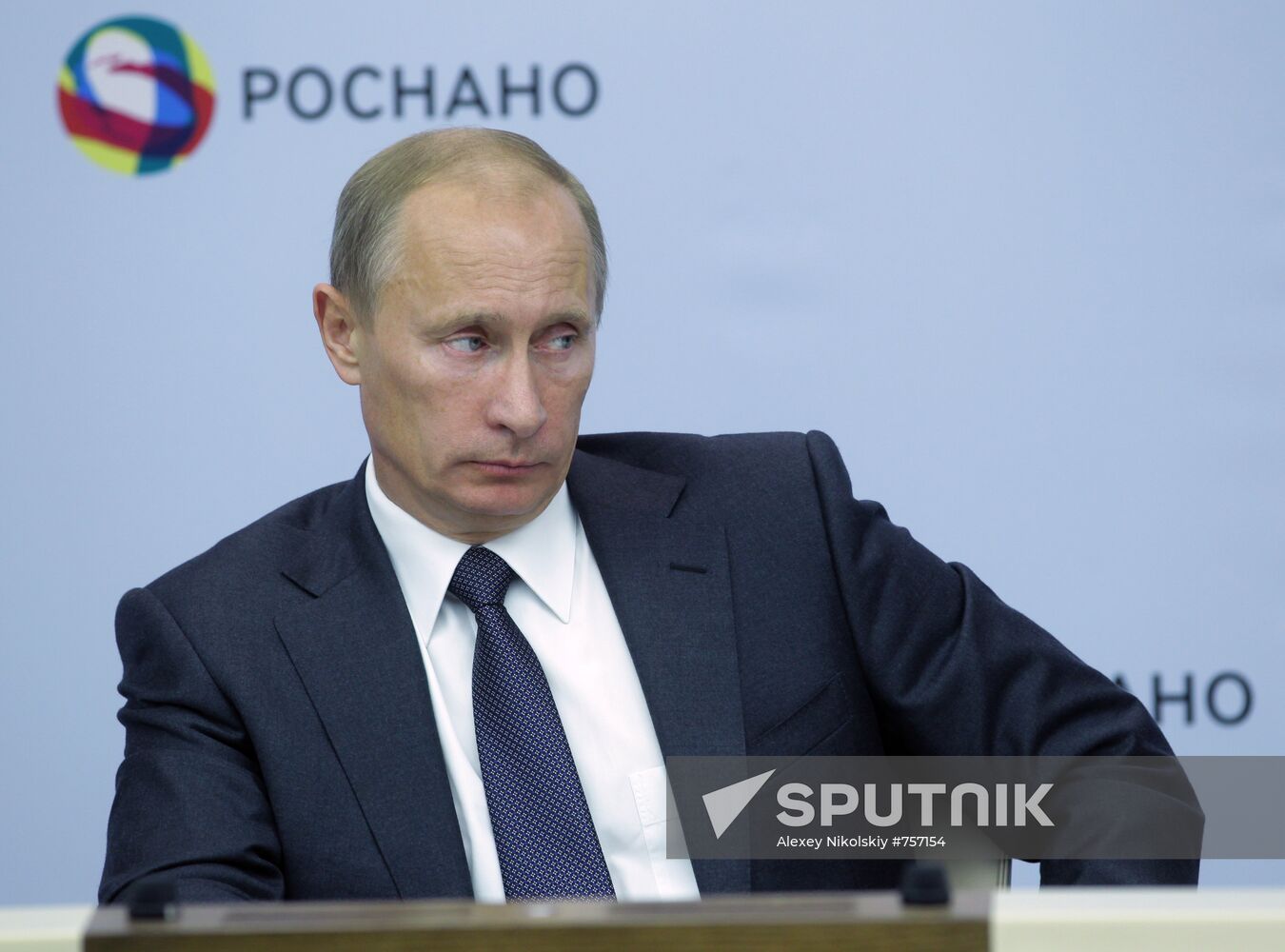 Vladimir Putin conducts meeting at Rosnano office