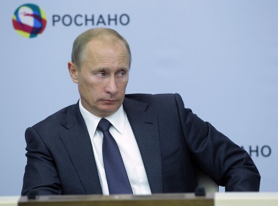 Vladimir Putin conducts meeting at Rosnano office