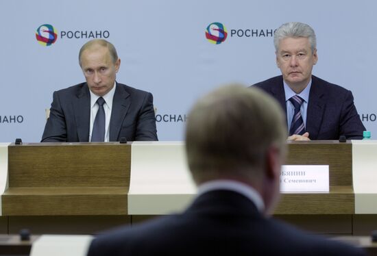 Vladimir Putin conducts meeting at Rosnano office