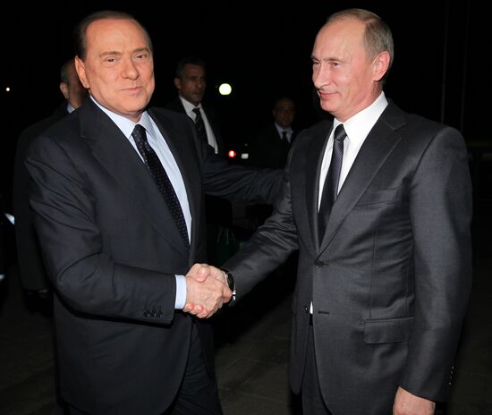 Vladimir Putin meets Silvio Berlusconi