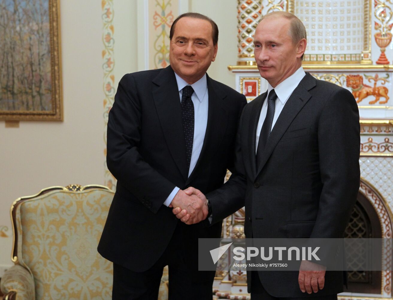 Vladimir Putin meets Silvio Berlusconi